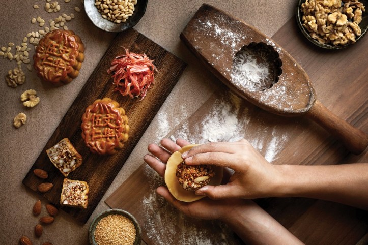 1Baked Mooncake with Mixed Nuts and Jamón Ibérico Chef in Action