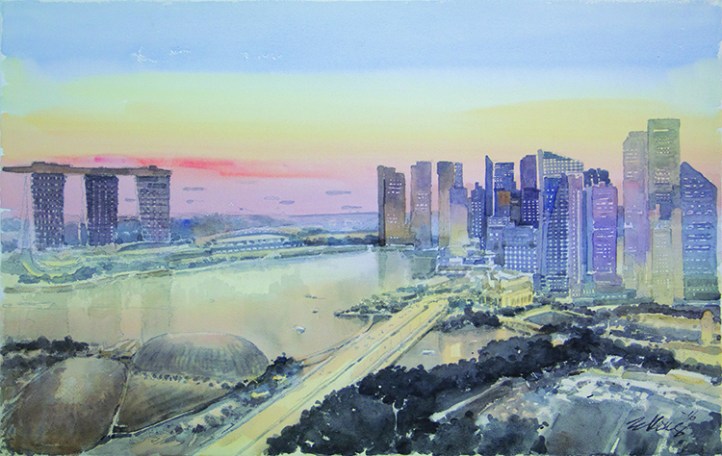 9 Ong Kim Seng_Sunset in Singapore_watercolour on paper_53x74cm_2016_IMG_5848(Mobile App Rotating Banner)