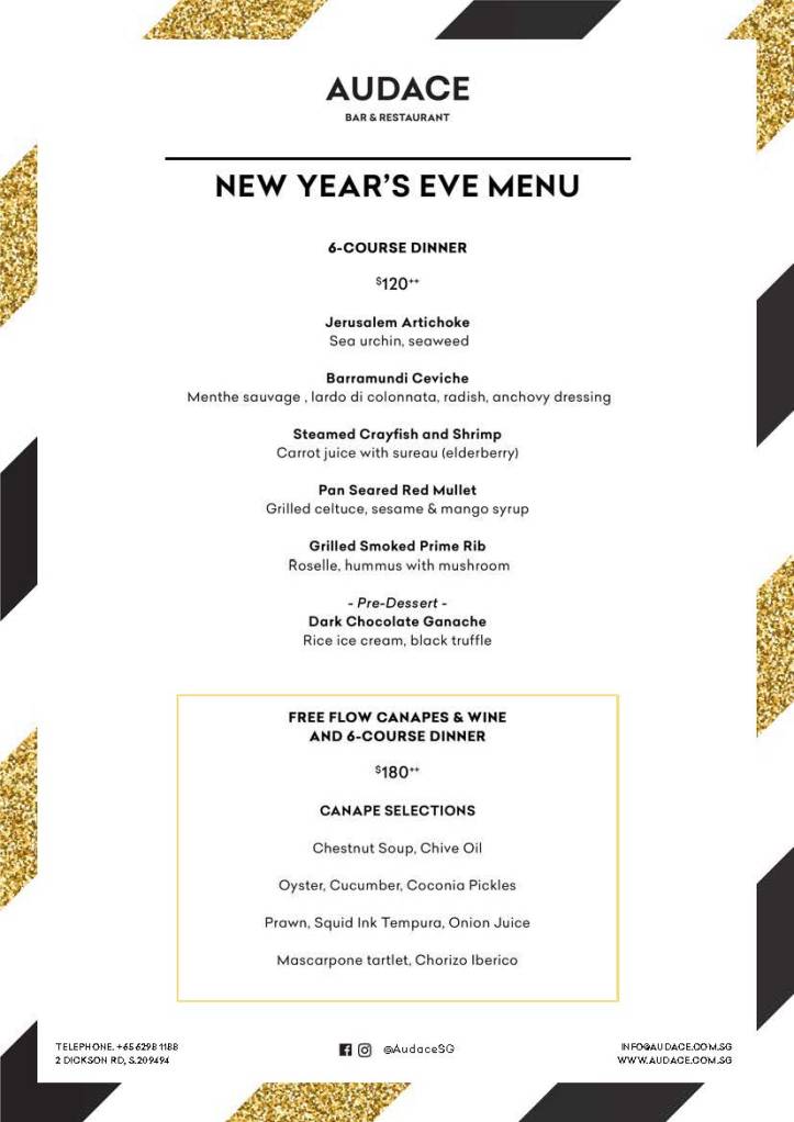Audace 2017 NYE Menu