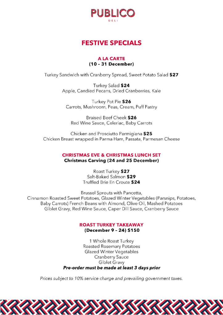 Publico Deli - Festive menu