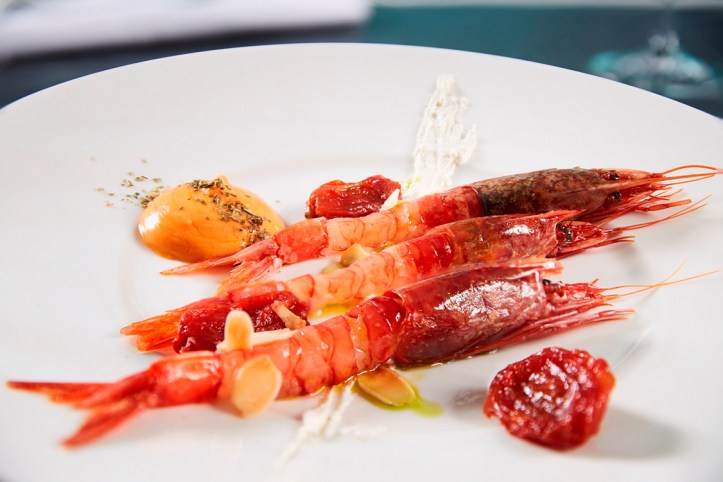 raw red prawns from Mazara warm ricotta, tomato confit cocktail sauce espuma_credits solostepstudio