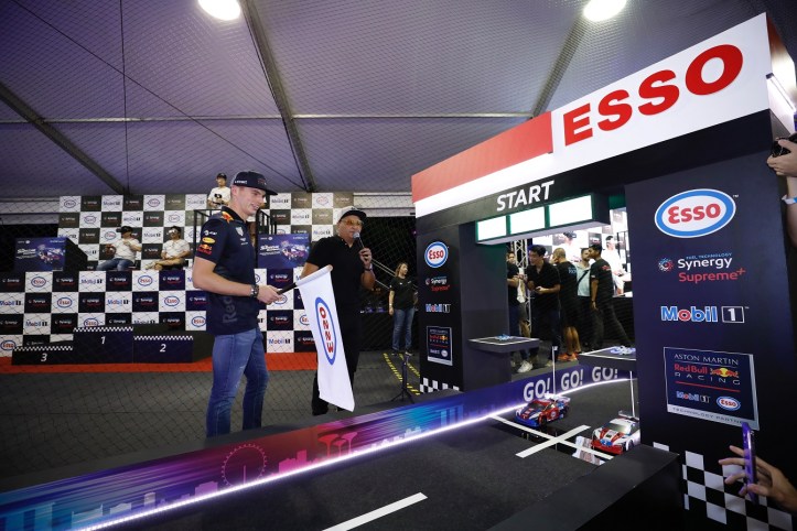 Max Verstappen flags off the Esso Mobil 1 Supreme Showdown relay race