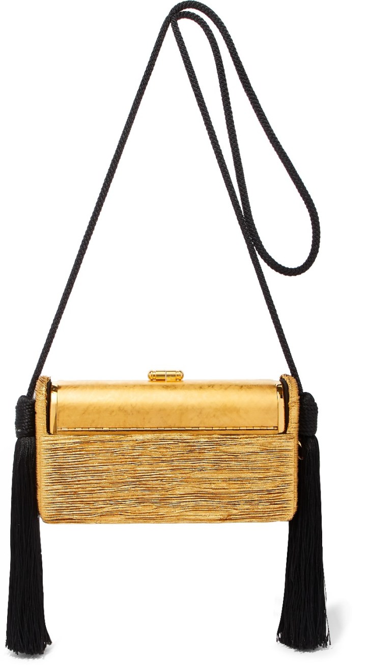 Régine tasseled pleated Lurex shoulder bag