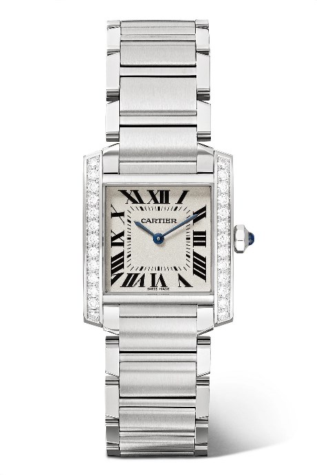 CARTIER_TANK FRANCAISE 25.5MM SMALL STAINLESS STEAL AND DIAMOND WATCH_COURTESY OF NET-A-PORTER
