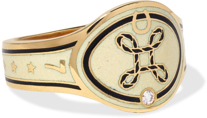 True Love 18-karat gold, diamond and enamel ring
