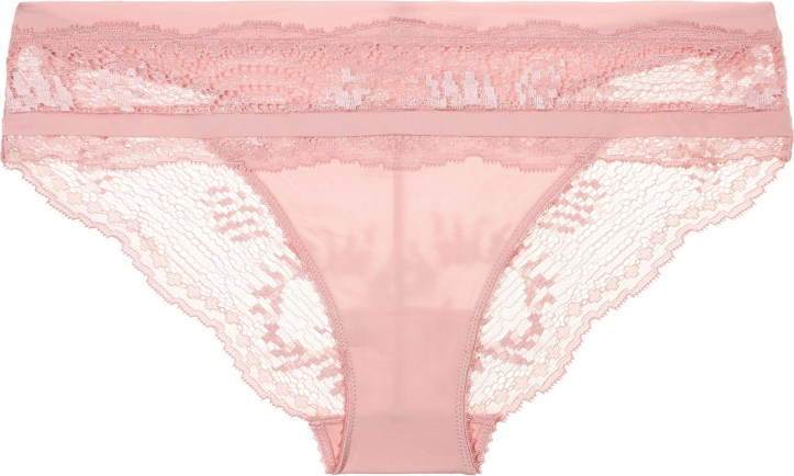 Topaz metallic stretch-Leavers lace and jersey briefs