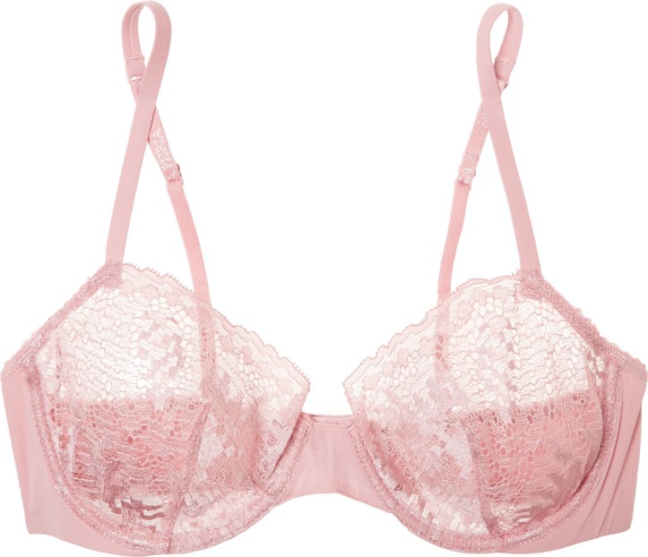 Topaz metallic stretch-Leavers lace and jersey underwired bra