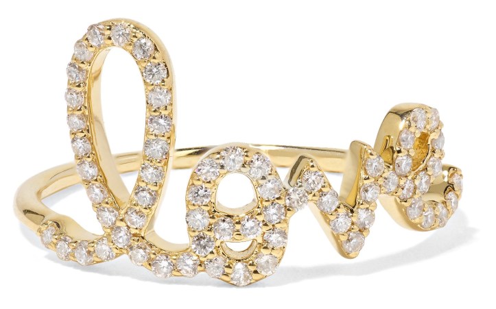 Large Love 14-karat gold diamond ring
