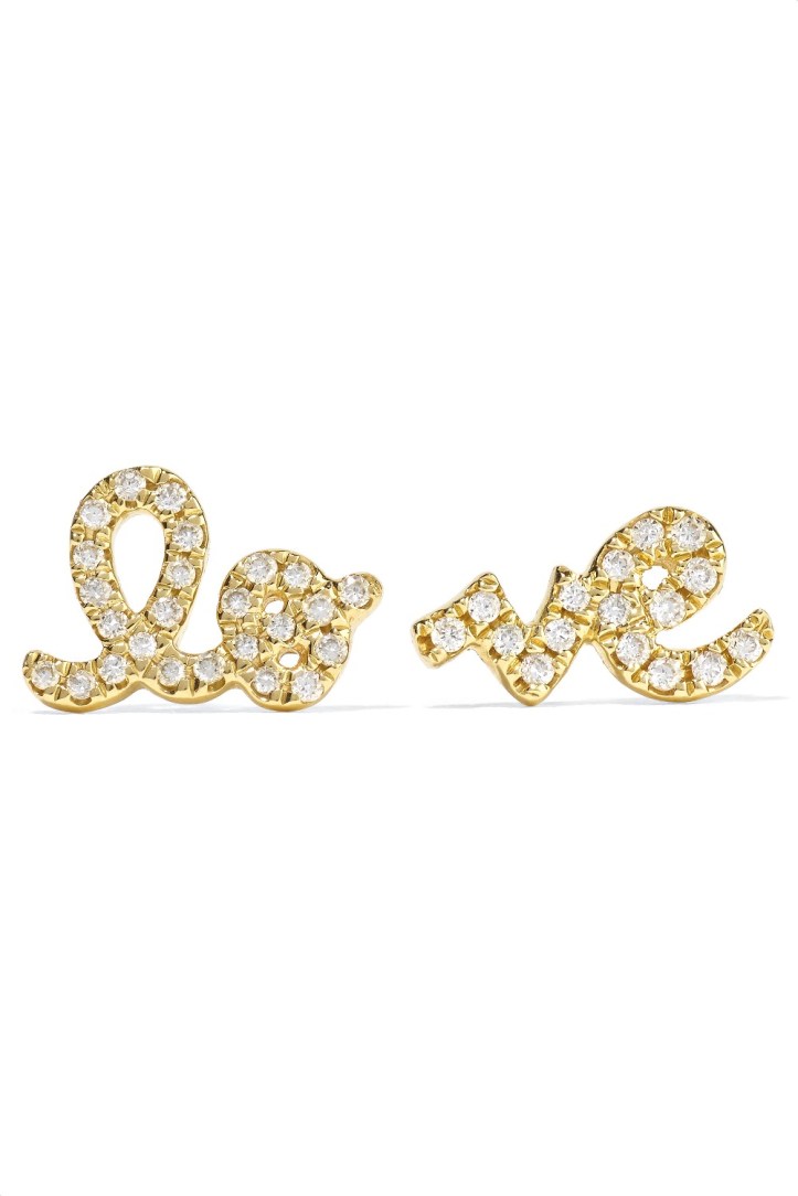 Love 14-karat gold diamond earrings