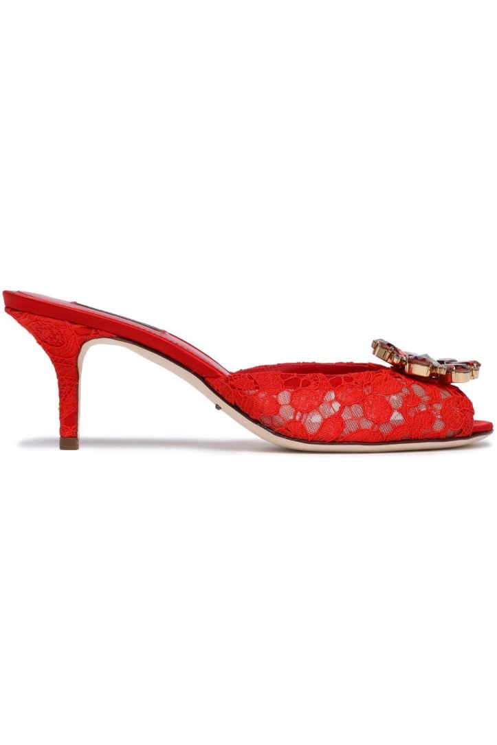 THE OUTNET Dolce &amp; Gabbana Crystal Lace Mules GBP 295