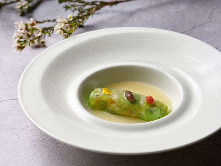 Jiang-Nan Chun Summer Menu - Cabbage Roll with Winter Melon, Kombu Seaweed and Mushrooms