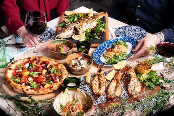 Fish salad with avocado dressing & coffee