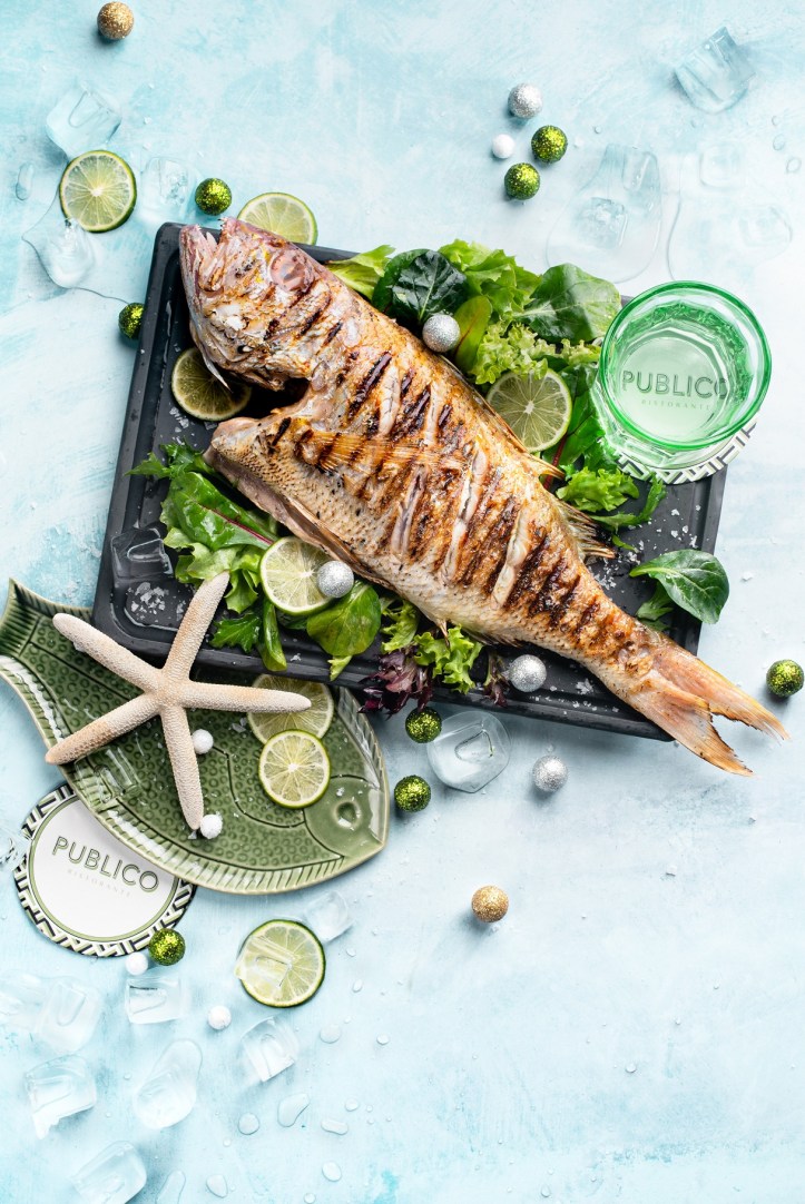 Fish salad with avocado dressing & coffee