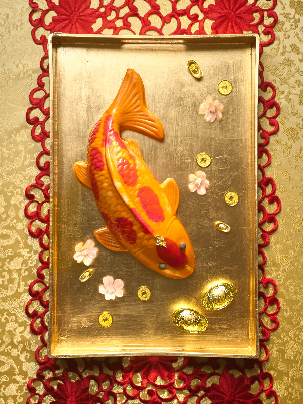 Koi Fish with Fresh Mango Pudding