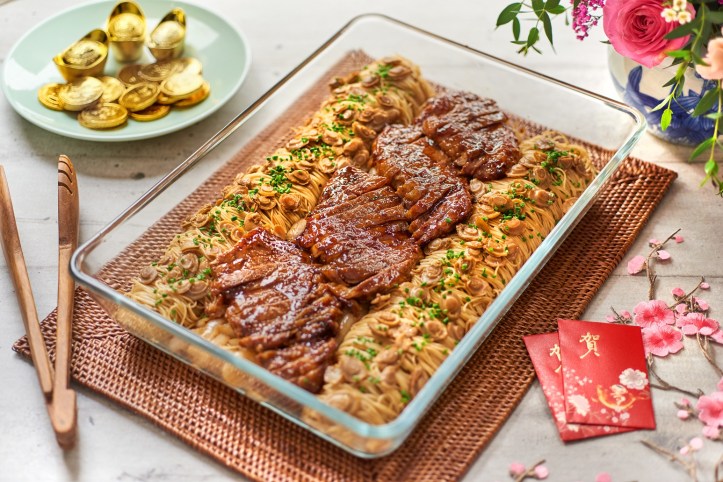 Min Jiang - Longevity Noodles with Baby Abalones and Roasted Iberico Pork Loin