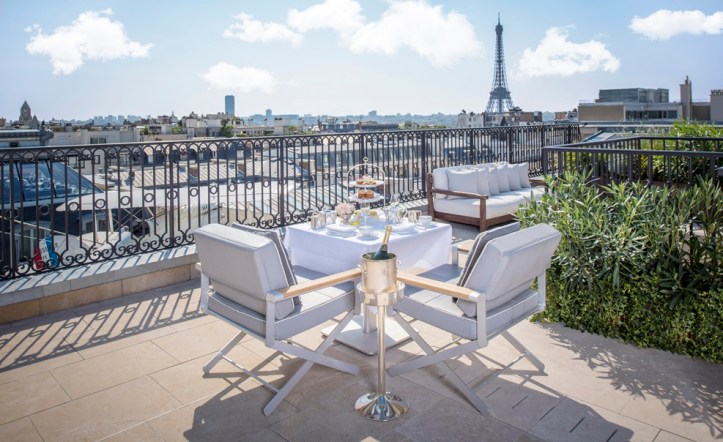 Daytime Terrace of Rooftop Garden Suite at The Peninsula Paris