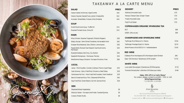 Gourmet To Go_20 Off_A La Carte_Four Seasons Hotel Singapore