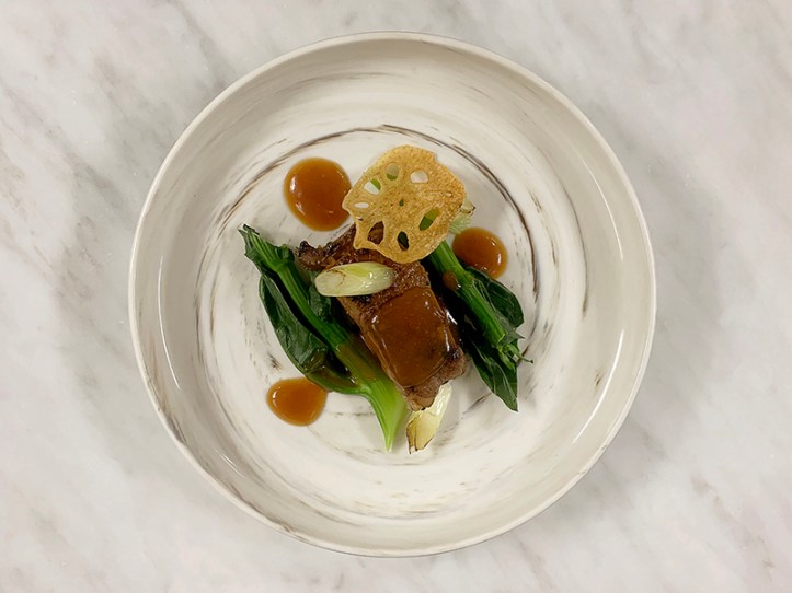 Pan-fried Wagyu Short Ribs with Scallions in Red Wine Sauce